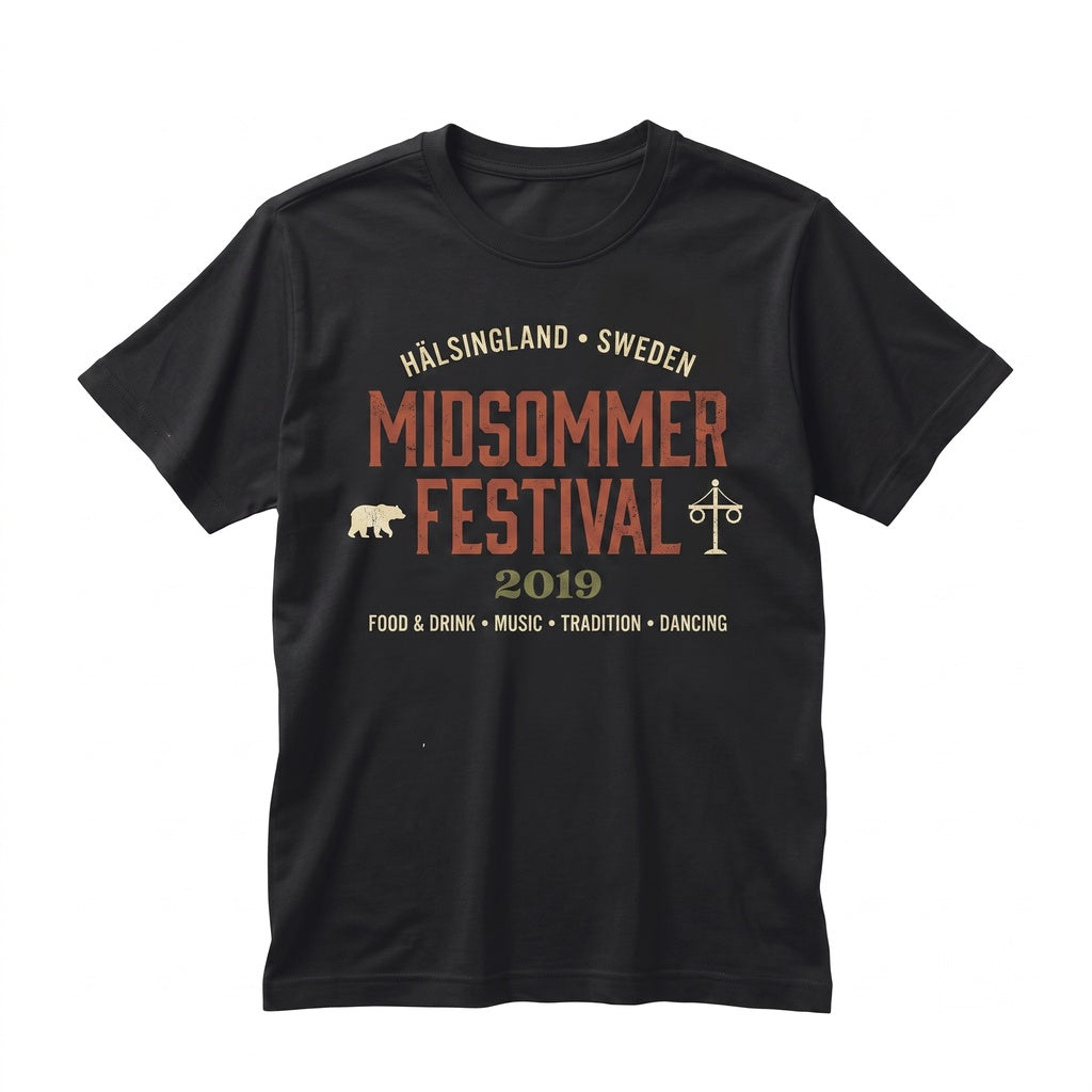 Midsummer Folk Horror Swedish Festival Yellow Temple Solstice Vintage Graphic Unisex TShirt