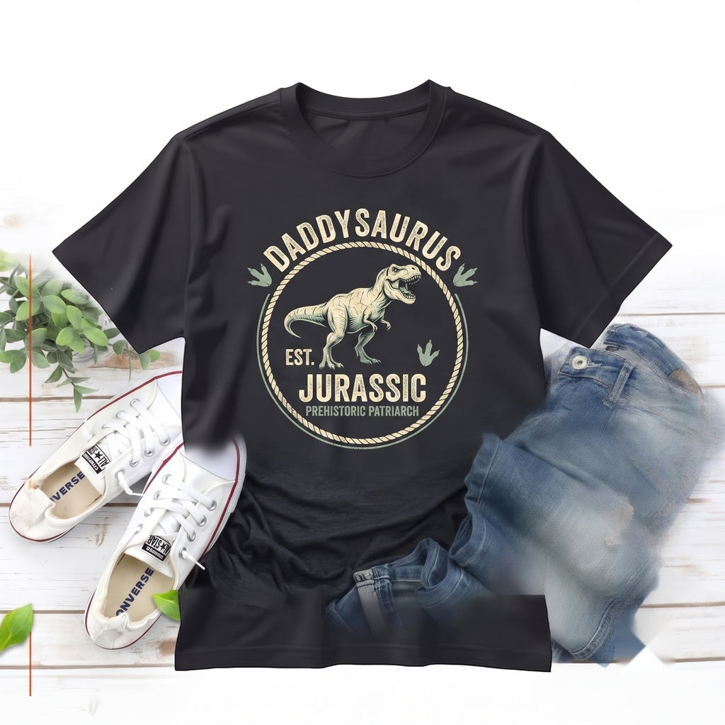 Dinosaur Fathers Day Funny Papa Present Graphic Unisex TShirt