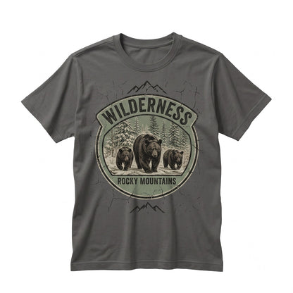 Black Bear Family Snowy Forest Wildlife Nature Graphic Unisex TShirt
