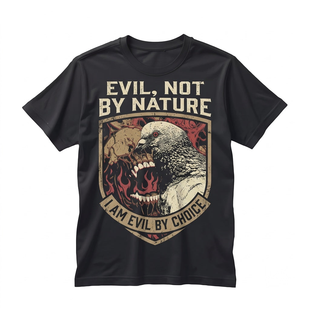 Evil By Choice Funny Japanese Pigeon Meme Bird Graphic Humor Cotton Unisex TShirt