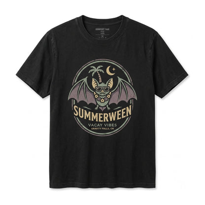 Summerween Bats Beach Vacation Spooky Halloween Tropical Drinks Unisex TShirt