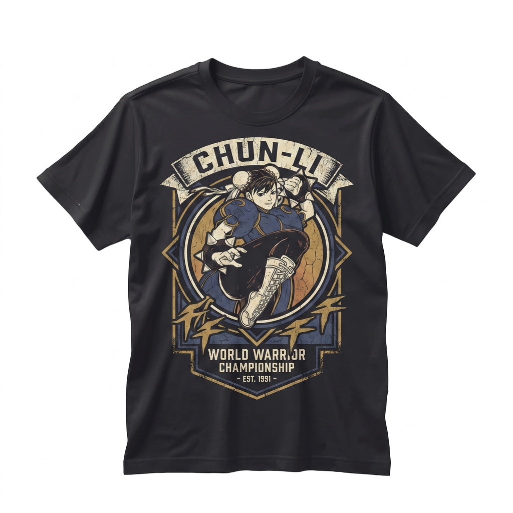 Chun Li Retro Fighting Game Graphic Vintage Anime Waifu Cotton Apparel Unisex TShirt