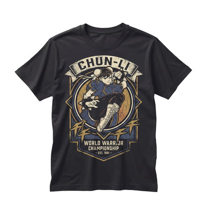 Chun Li Retro Fighting Game Graphic Vintage Anime Waifu Cotton Apparel Unisex TShirt