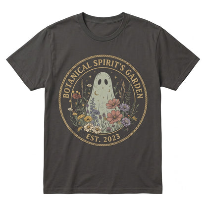 Ghost Floral Crescent Moon Stars Spooky Wildflower Halloween Botanical Graphic Unisex TShirt