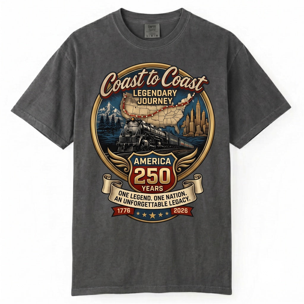 Vintage USA Train Tour Coast To Railroad Graphic Patriotic Lover 1776 2026 Unisex TShirt