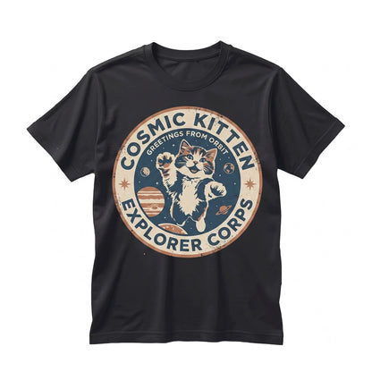 Vintage Space Astronaut Kitten Long Sleeve Graphic Apparel, Unisex TShirt