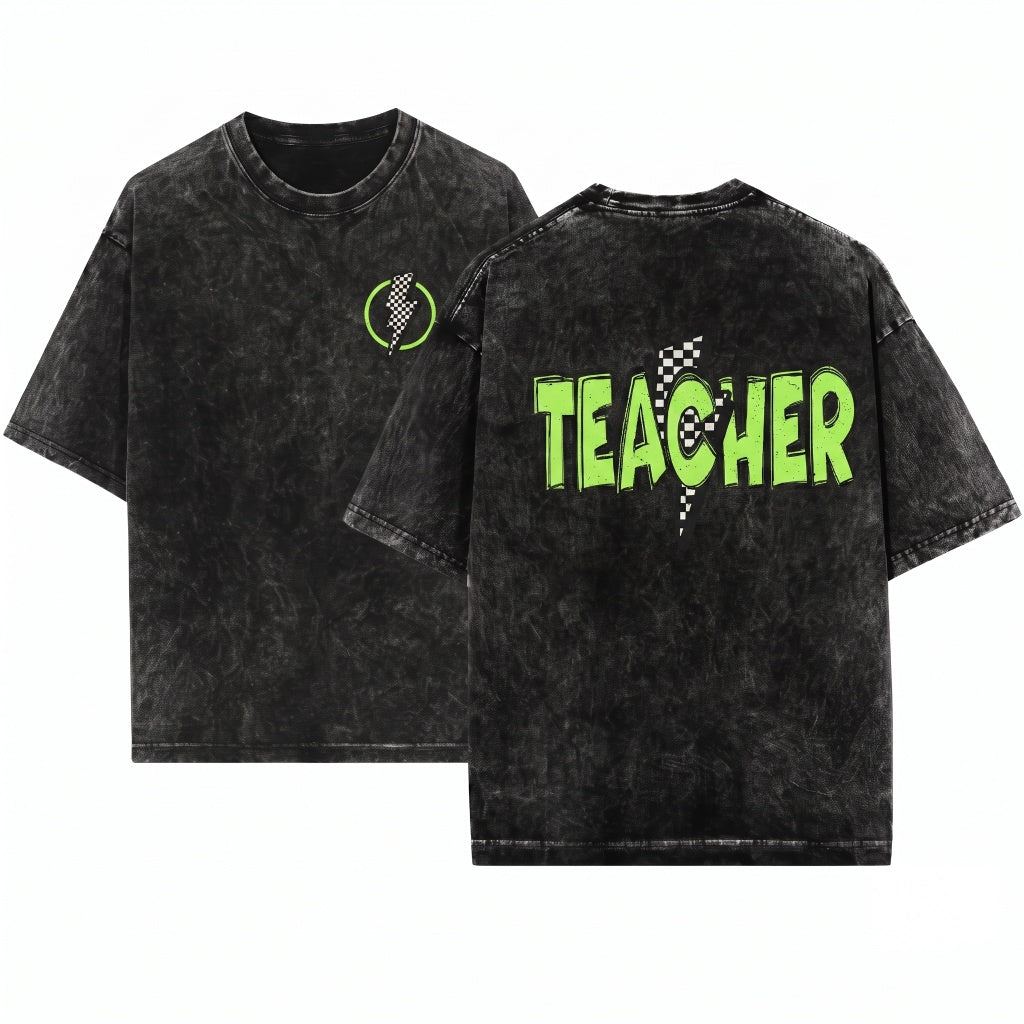 Retro Neon Teacher Appreciation Back to School Gift Teach Summer Break Unisex Wash T-Shirt