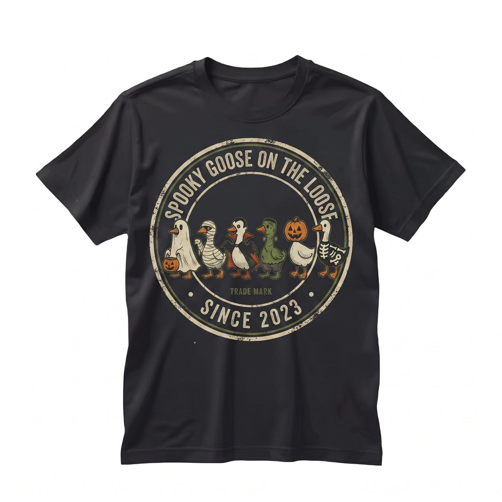 Funny Spooky Goose on the Loose Halloween Graphic Vintage Fall Season Apparel Cute Unisex TShirt