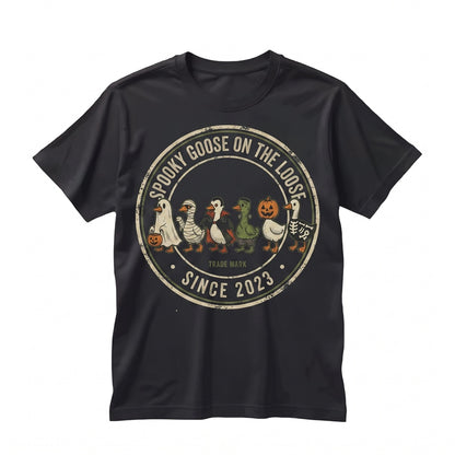 Funny Spooky Goose on the Loose Halloween Graphic Vintage Fall Season Apparel Cute Unisex TShirt