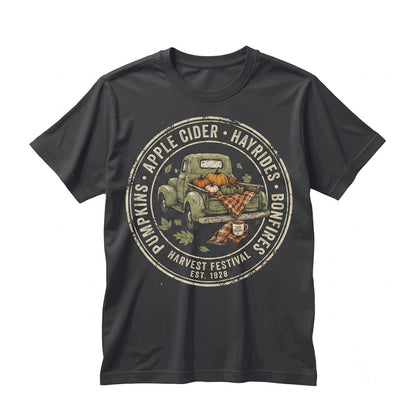 Vintage Pumpkin Truck Cozy Autumn Graphic Crewneck Farmhouse Harvest Thanksgiving Pullover Unisex TShirt