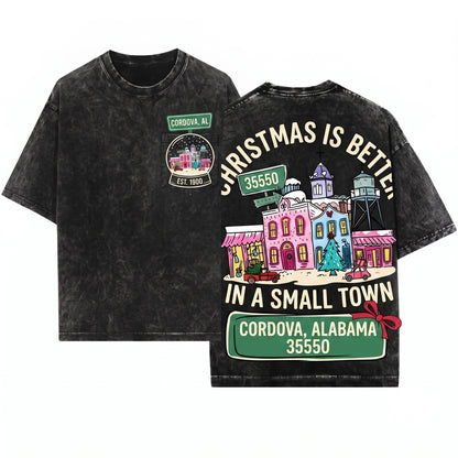 Cute Small Town Snow Globe Zipcode Holiday Winter Scene Sublimation Christmas Unisex Wash T-Shirt