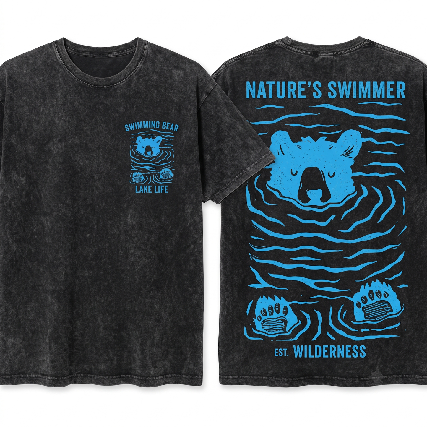 Minimalist Linocut Bear Graphic Tee - Pastel Nature Wildlife Art Unisex Heavyweight Garment-Dyed T-Shirt