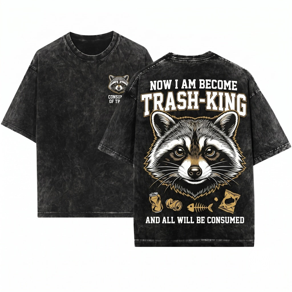 Now I Am Become Death Raccoon Funny Meme Cotton Tops Unisex Wash T-Shirt