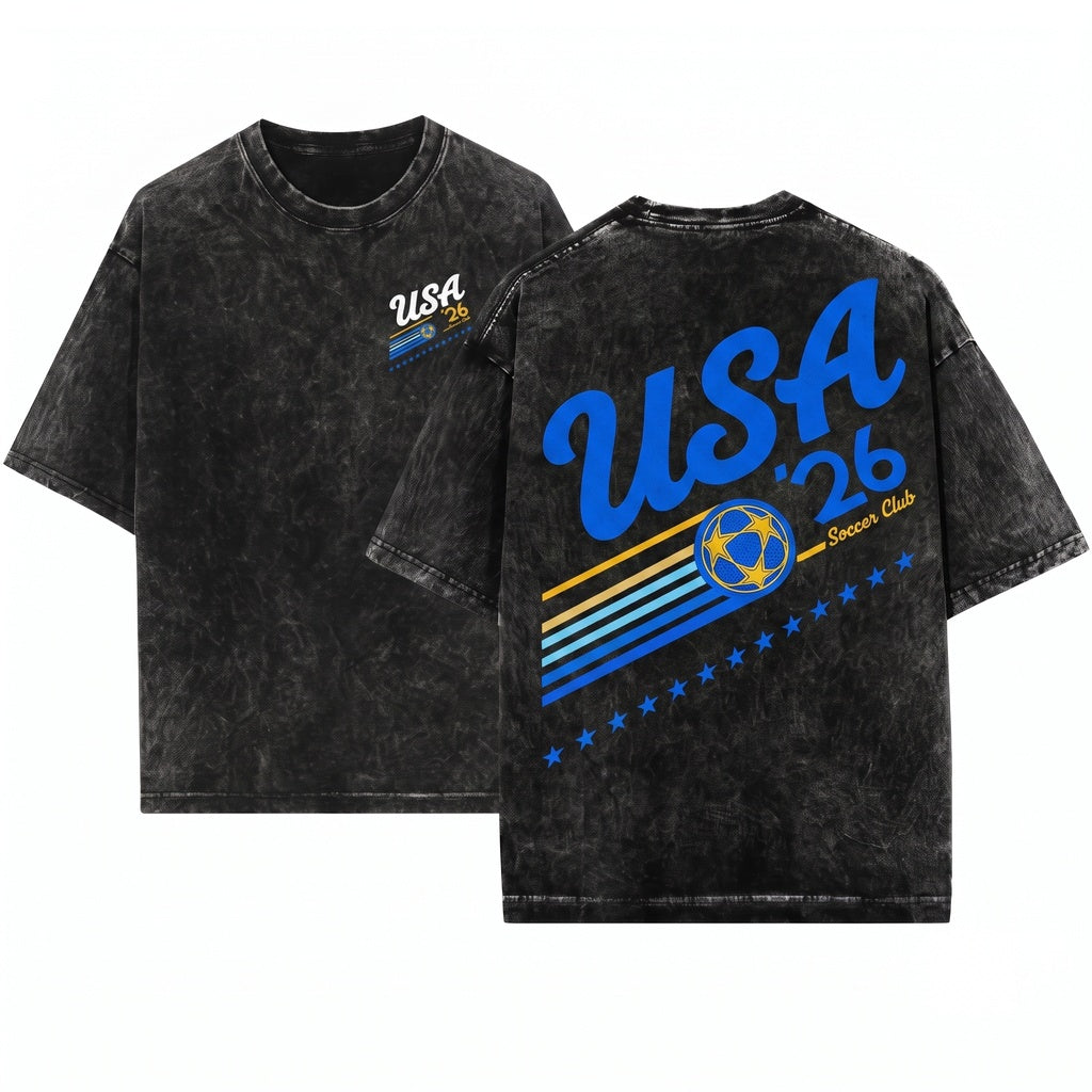 Retro 90s Bosnia & Herzegovina Soccer Cup Team Graphic Unisex Wash T-Shirt