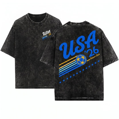 Retro 90s Bosnia & Herzegovina Soccer Cup Team Graphic Unisex Wash T-Shirt