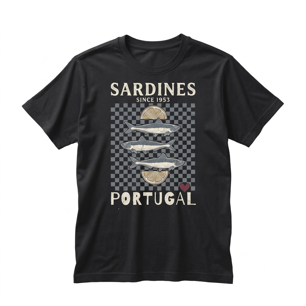 Retro Portuguese Sardine Ocean Fish Graphic Coastal Artwork Unisex TShirt