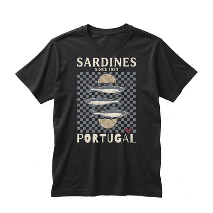 Retro Portuguese Sardine Ocean Fish Graphic Coastal Artwork Unisex TShirt