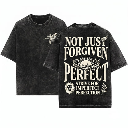 Not Perfect Just Forgiven Christian Religious Faith Quote Unisex Wash T-Shirt