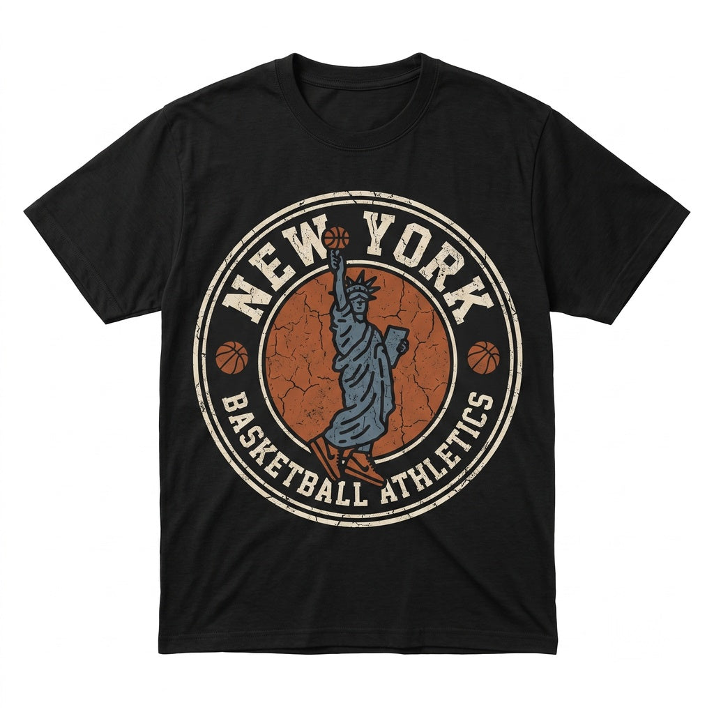 Vintage 90s New York Statue of Liberty Graphic Basketball Hoops Apparel Unisex TShirt
