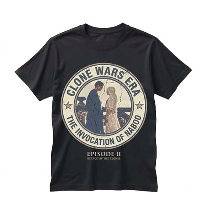 Vintage Anakin Skywalker Padme Amidala Graphic Sci-Fi Wedding AOTC Romance Unisex TShirt