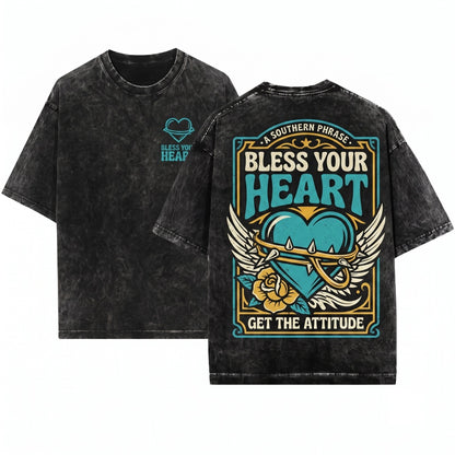 Bless Your Heart Sassy Funny Black Graphic Snapback Trucker Baseball Cap Unisex Wash T-Shirt