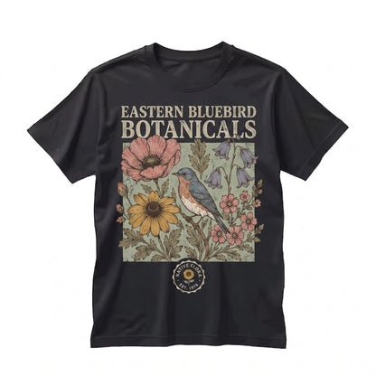 Vintage Bluebird Botanical Graphic Classic Wildflower Garden Nature Lover Gift Unisex TShirt