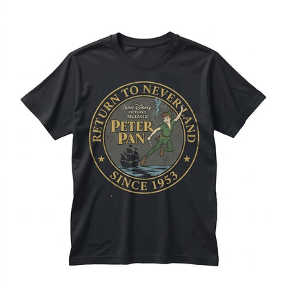 Vintage 1953 Peter Pan Movie Captain Hook Neverland World Trip Graphic Unisex TShirt