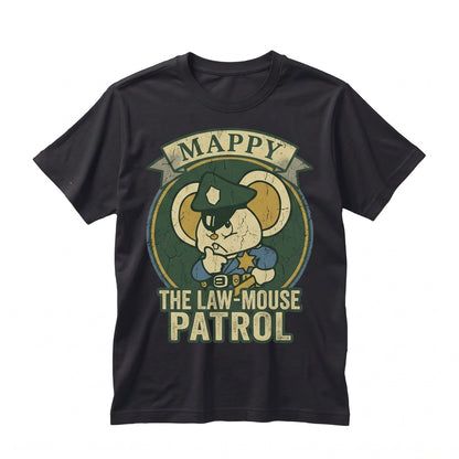 Vintage Retro 80s Arcade Video Game Mouse Police Graphic Unisex TShirt