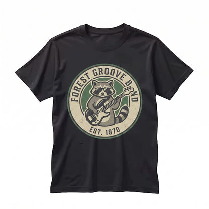 Vintage Raccoon Playing Guitar Graphic Funny Rock Music Lover Dad Mom Gift Apparel Unisex TShirt
