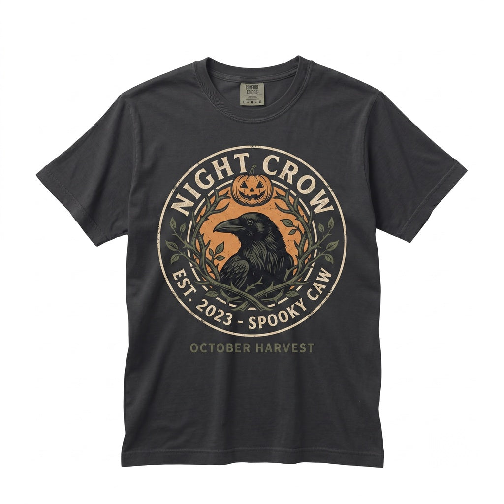 F-Caw-F Halloween Moonlit Raven Crow Pumpkin Black Bird Lover Gothic Graphic Apparel Unisex TShirt