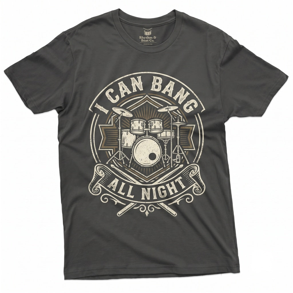 Bang All Night Funny Drummer Dad Fathers Day Percussion Musician Gift for Husband Unisex TShirt