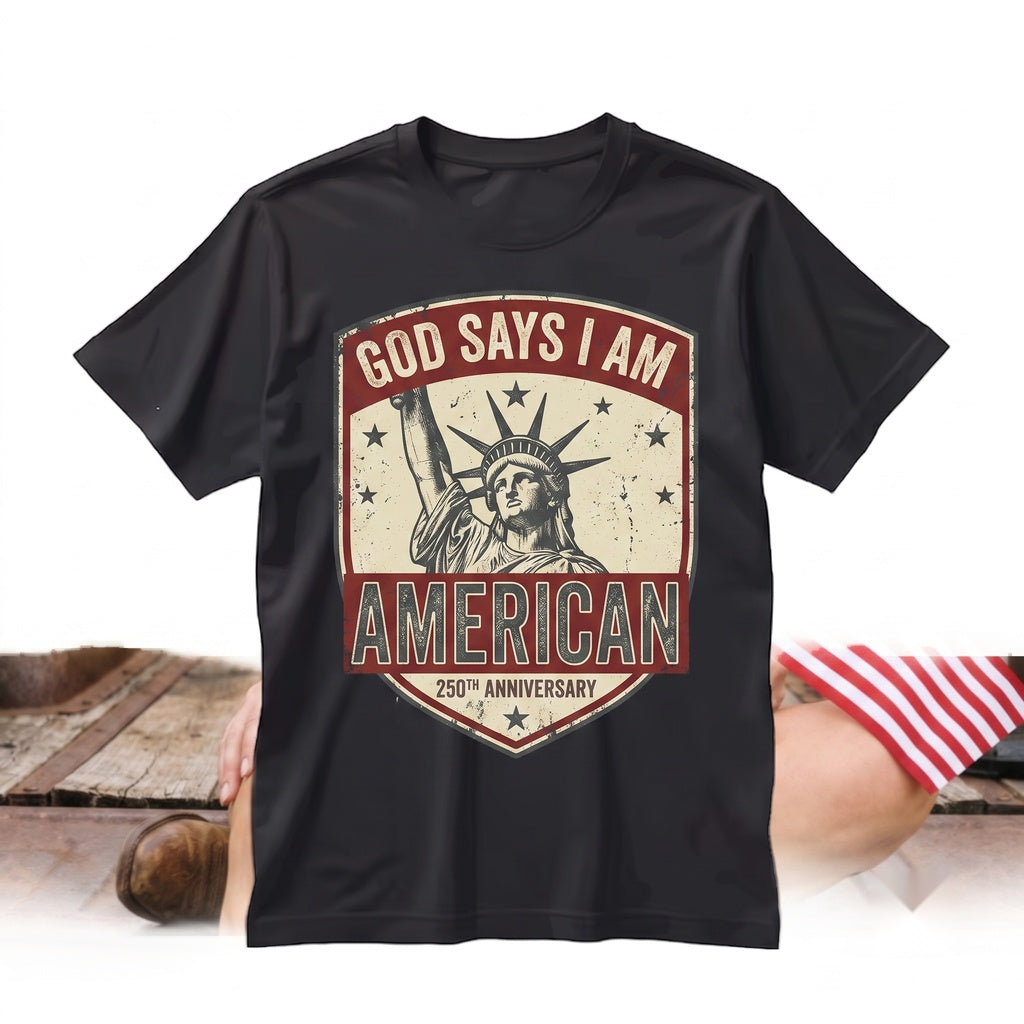 USA 250th Semiquincentennial God Says I Am Patriotic Christian Faith Independence Day 1776-2026 Fourth of July Apparel Unisex
