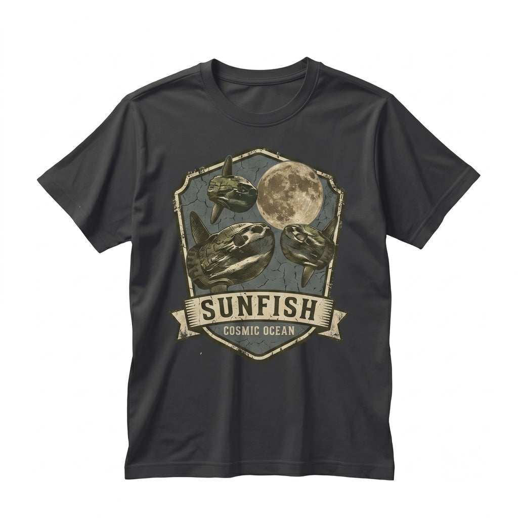 Three Mola Ocean Sunfish Giant Sea Creature Galaxy Weird Vintage Wildlife Graphic Moon Top Unisex TShirt
