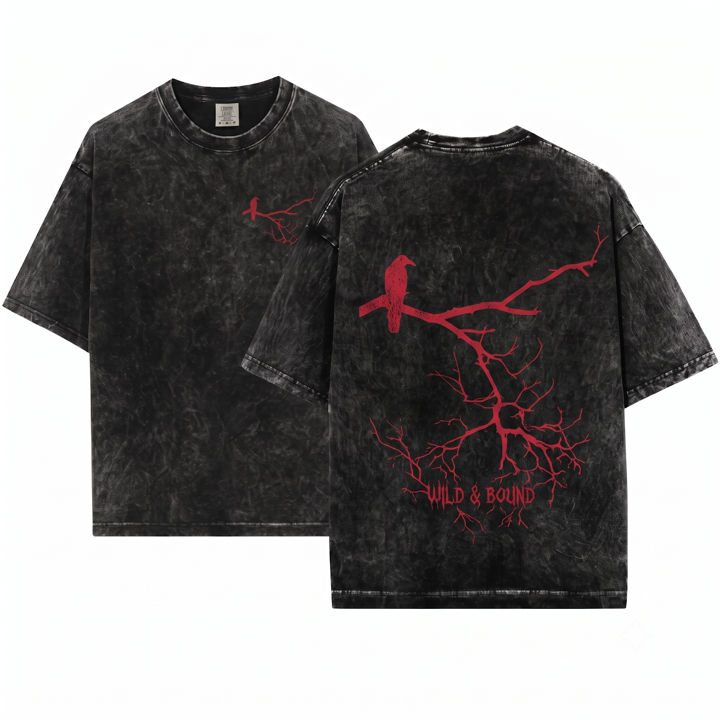 Minimalist Raven Bird Silhouette Graphic Tee Gothic Crow Nature Lover Apparel Witchy Aesthetic Minimalist Gift Unisex Heavyweight Garment-Dyed T-Shirt