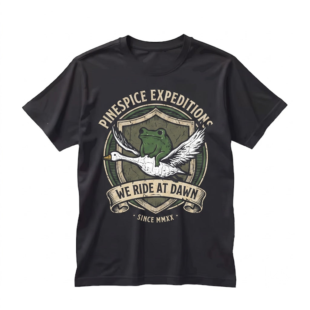 We Ride at Dawn Frog and Goose Embroidered Crewneck Medieval DnD Chaotic Good Ren Faire Sweatshirt Gildan 18000 Gift Unisex TShirt