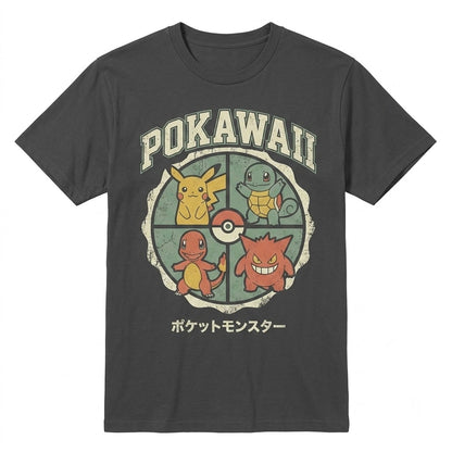 Cute Kawaii Electric Mouse Anime Friends Vintage Wash Graphic Cartoon Birthday Gift Unisex TShirt