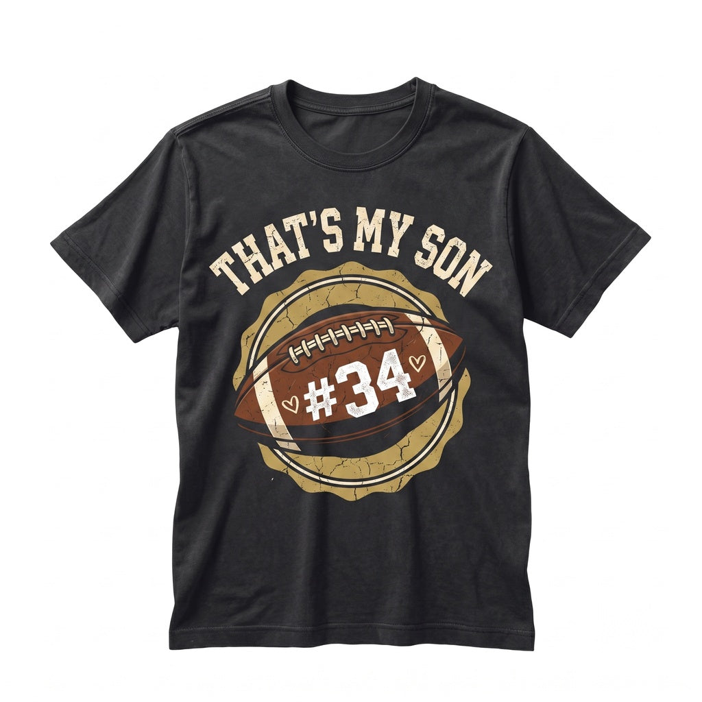 Proud Football Number 34 Mom Game Day Gift, Thats My Son Mama Sports Apparel Unisex TShirt