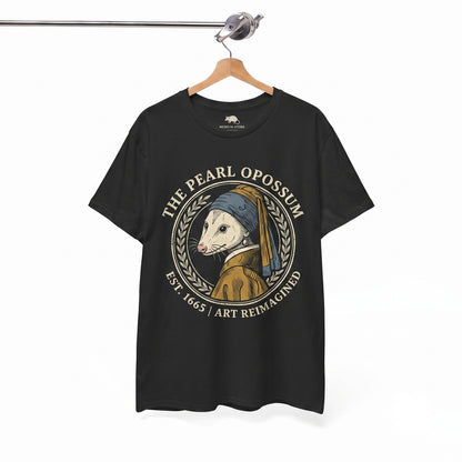 Funny Opossum with Pearl Earring Art Parody Famous Painting Graphic Vintage Cotton Apparel Unisex TShirt