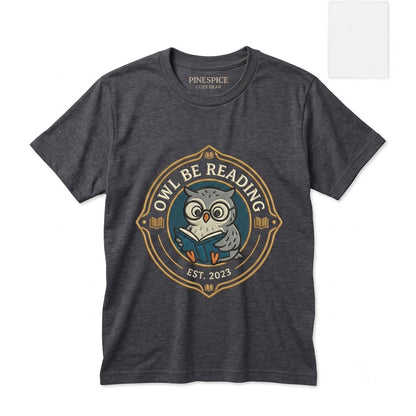 Embroidered Cute Owl Book Lover Gift Funny Cozy Reader Bookworm Unisex TShirt