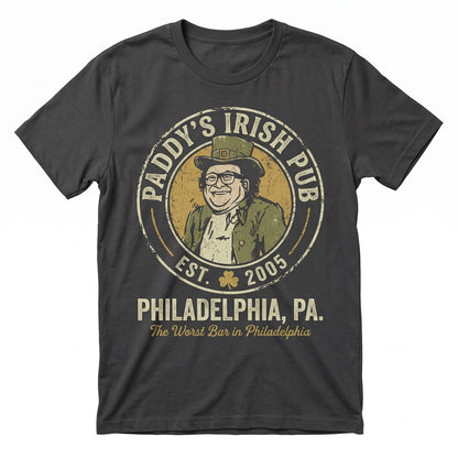 Paddys Irish Pub St Patricks Day Frank Reynolds Green Leprechaun Philadelphia Bar Humor Graphic Vintage Crewneck Unisex TShirt