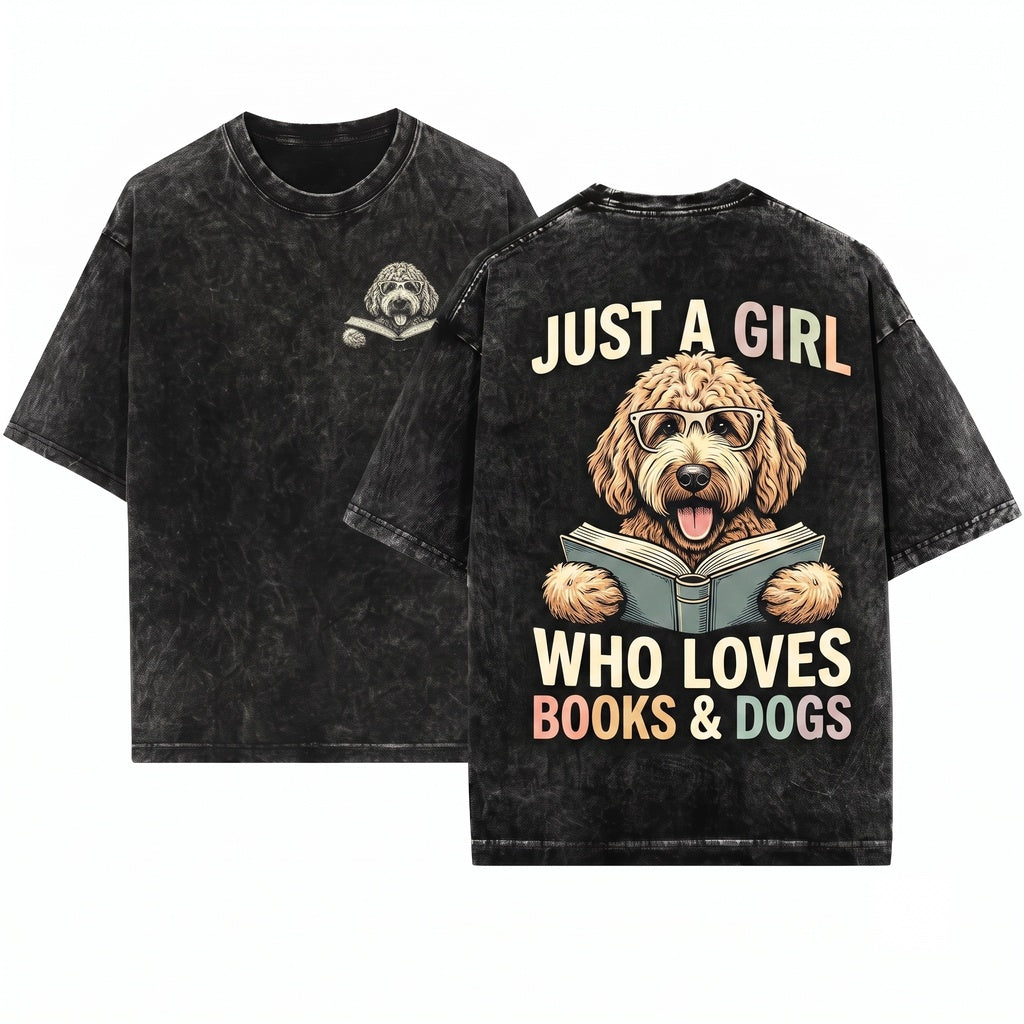 Goldendoodle Bookish Dog Lover Reader Mom Dad Bookworm Librarian Gift Unisex Wash T-Shirt