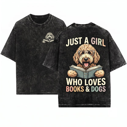 Goldendoodle Bookish Dog Lover Reader Mom Dad Bookworm Librarian Gift Unisex Wash T-Shirt
