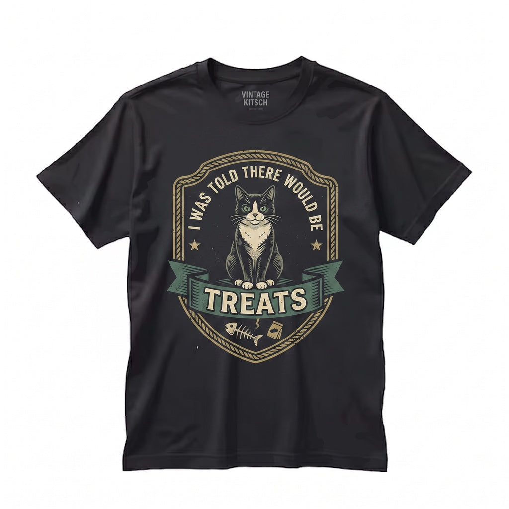 I Was Told There Would Be Treats Funny Tuxedo Cat Lover Graphic Apparel Unisex TShirt