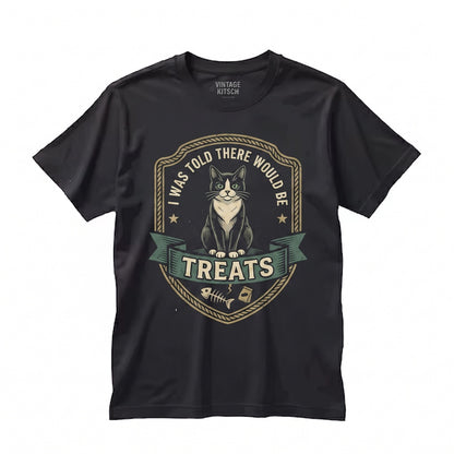 I Was Told There Would Be Treats Funny Tuxedo Cat Lover Graphic Apparel Unisex TShirt