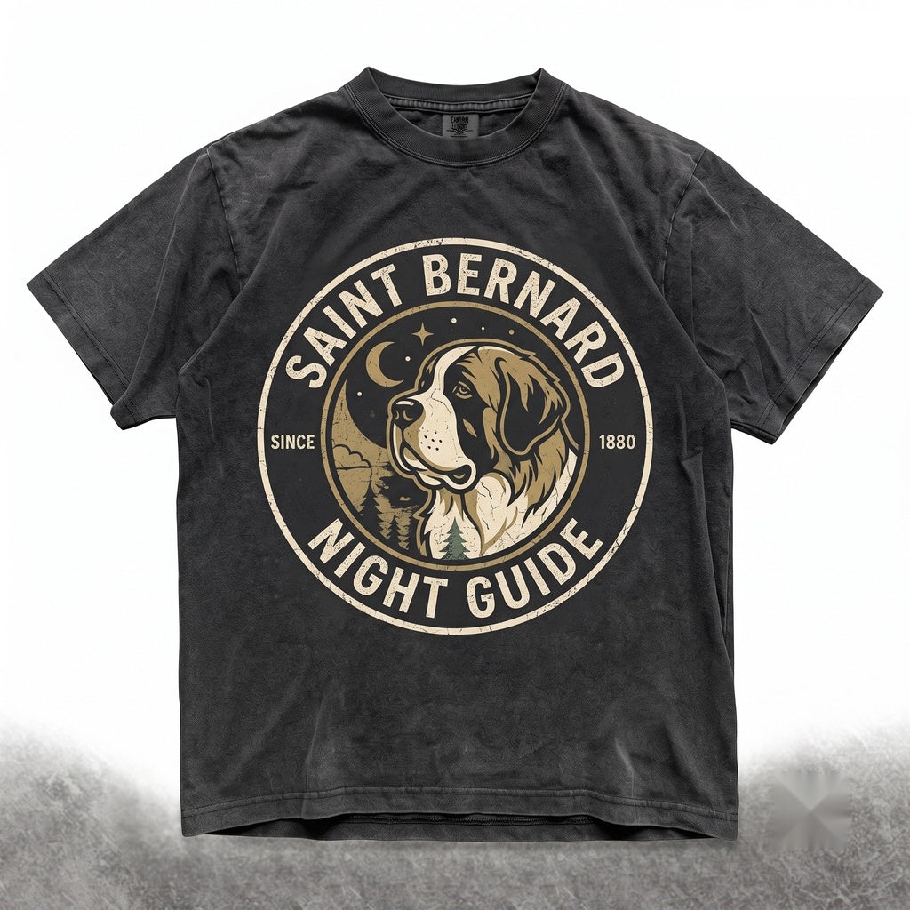 Saint Bernard Howling At Moon Vintage 90s Retro Graphic Dog Mom Gift Unisex TShirt