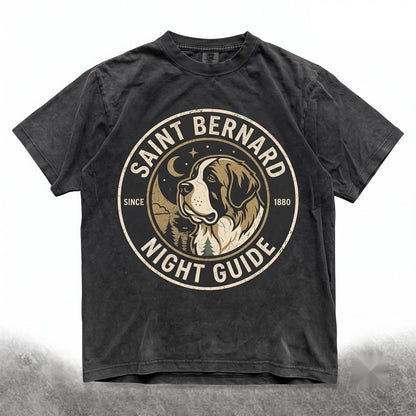 Saint Bernard Howling At Moon Vintage 90s Retro Graphic Dog Mom Gift Unisex TShirt