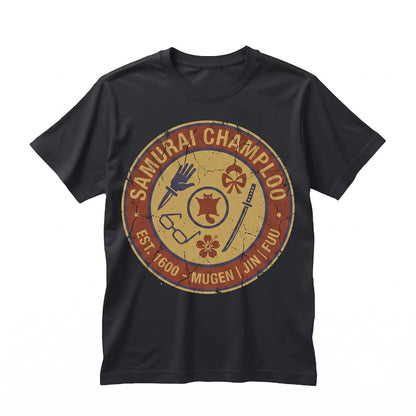 Japanese Anime Swordsman Graphic Vintage Cotton Jersey Short Sleeve Unisex TShirt