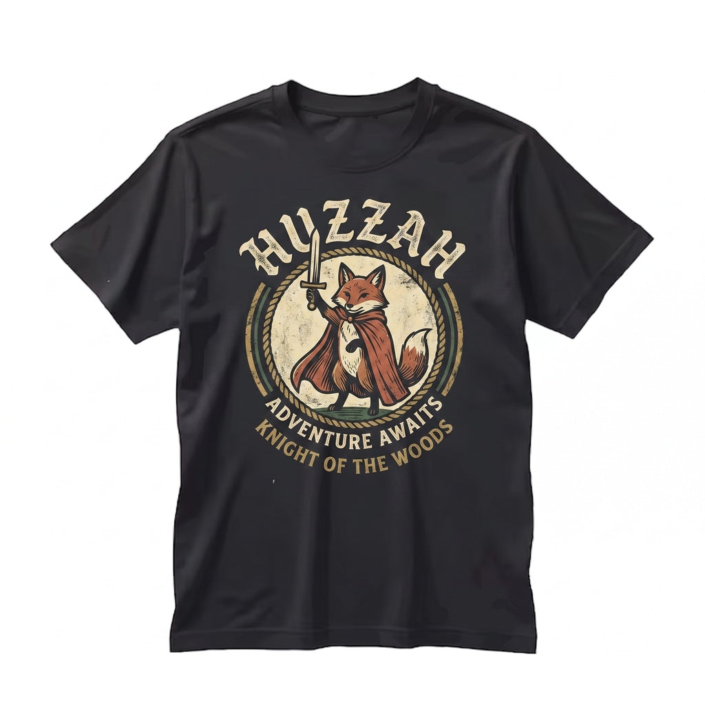 Huzzah Fox Embroidered Medieval Renaissance Faire Crewneck Pullover Unisex TShirt