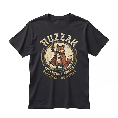 Huzzah Fox Embroidered Medieval Renaissance Faire Crewneck Pullover Unisex TShirt