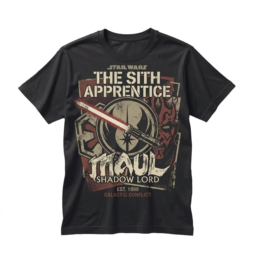 Vintage Darth Maul Shadow Lord Sith Galactic Wars Retro Graphic Cotton Apparel Fan Gift Unisex TShirt